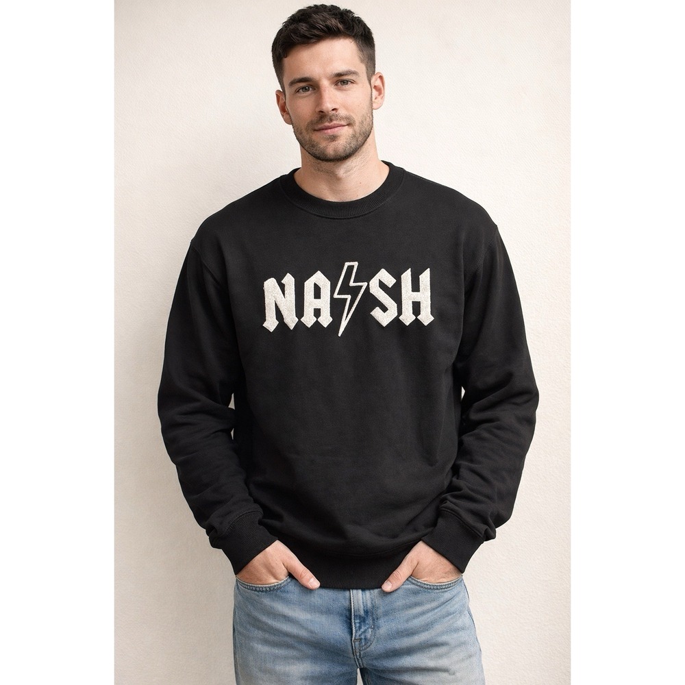 NASH The Nash Iconic Crew Neck‎ Sweatshirt 3D Embroidered LARGE Indie Nashville